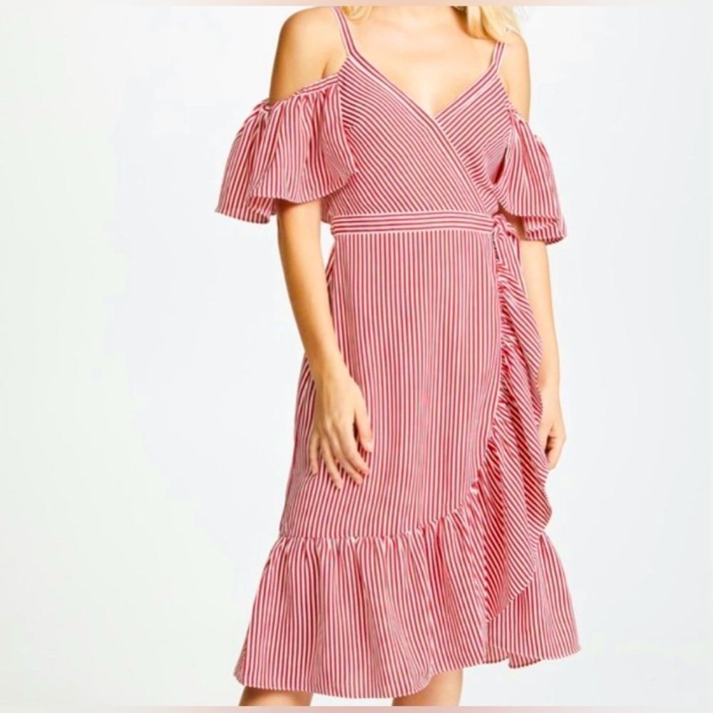 Club Monaco Daphins Red/White Striped Dress